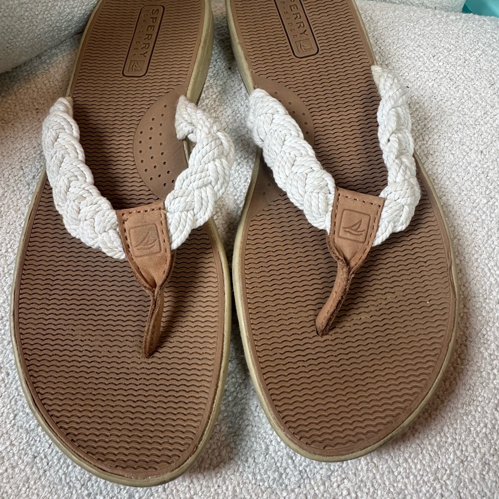 Sperry Brown And Cream Sandals With Braided Straps Nwot View 3